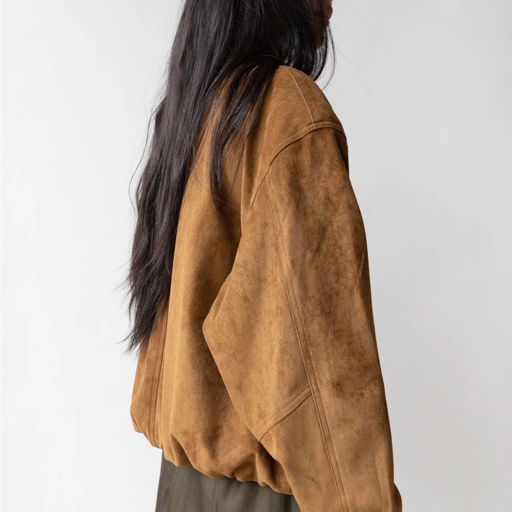 Oak + Fort Vegan Suede Bomber Jacket - Picture 4 of 4